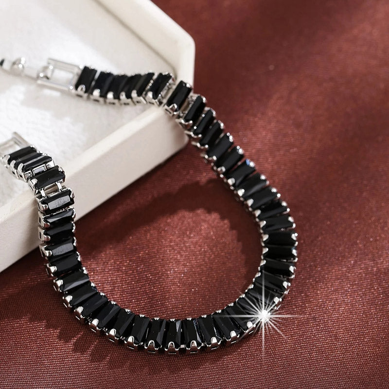 Bracelet de tennis noir de luxe Zircon Élégant geométrique laiton bijoux Femmes Party Mariage Da