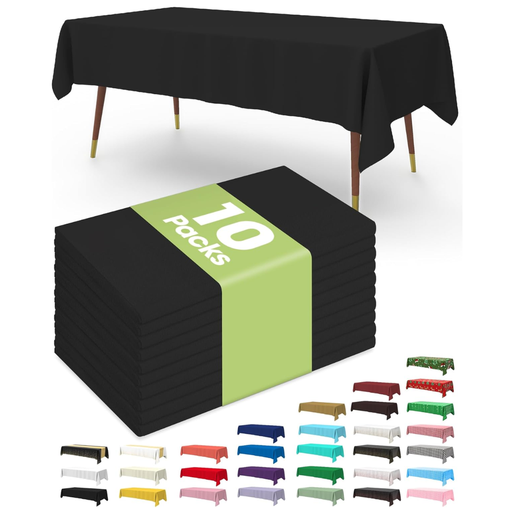 Tissu de table en plastique jetable 10 Pack