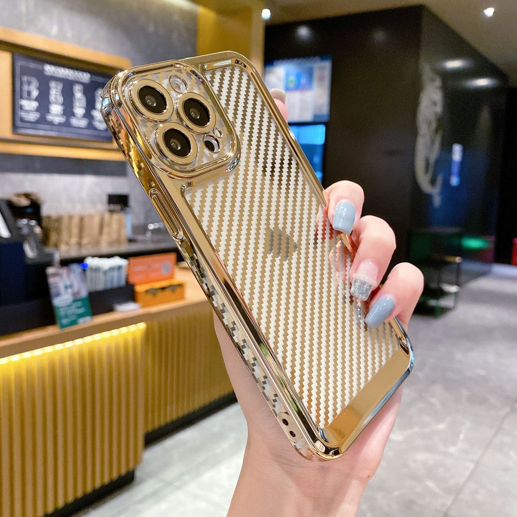 Convient pour IP 13PROMAX boîtier de téléphone électroplaqué boîtier en fibre de carbone