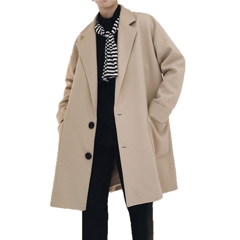 Manteau de laine mi-longueur élégamment chaud casual pour hommes
