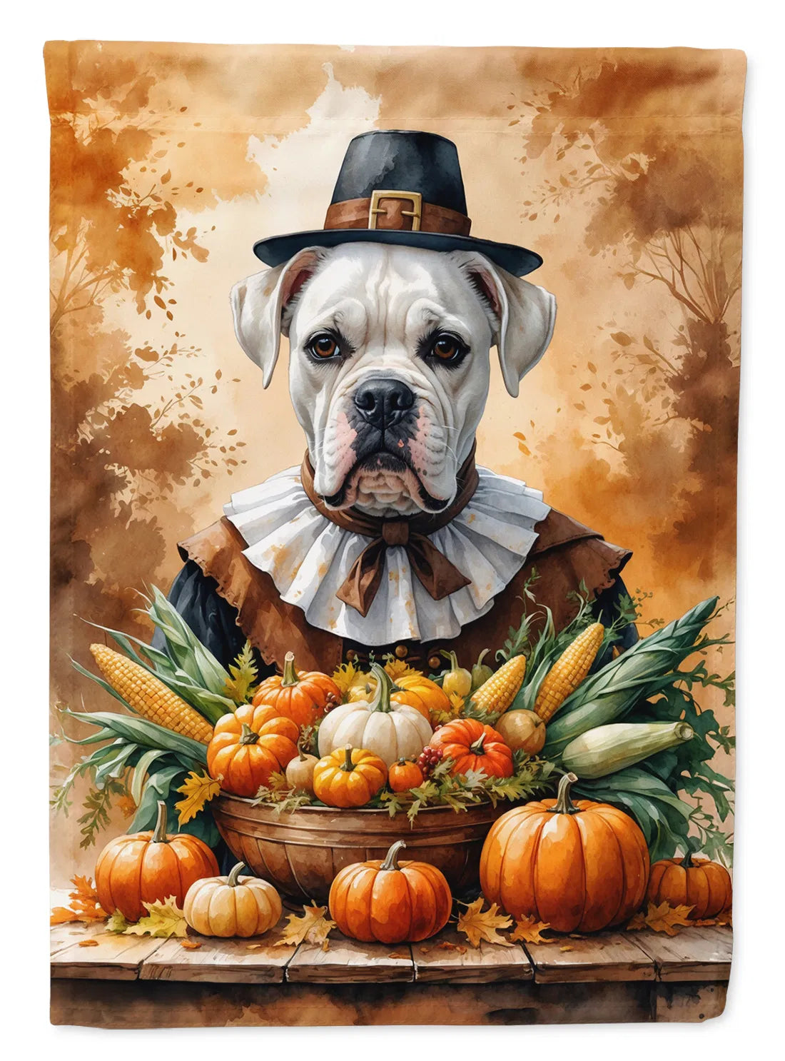 White Boxer Thanksgiving Maison Drapeau Grand Porc Manches Pole décoratif extérieur Bannière de triage