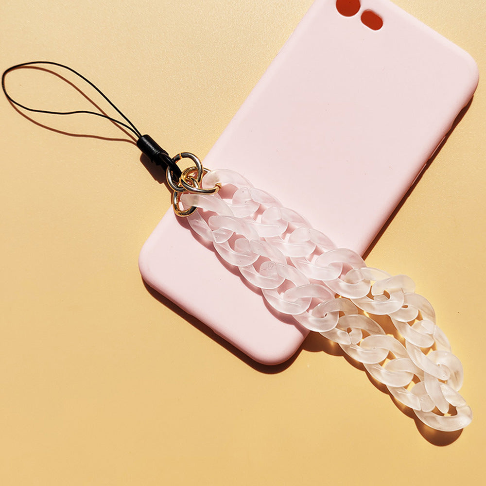 Mode Frosted Acrylic Chaîne Téléphone Mobile Charm Candy Couleur Anti-perdu Lanyard Orn Femme