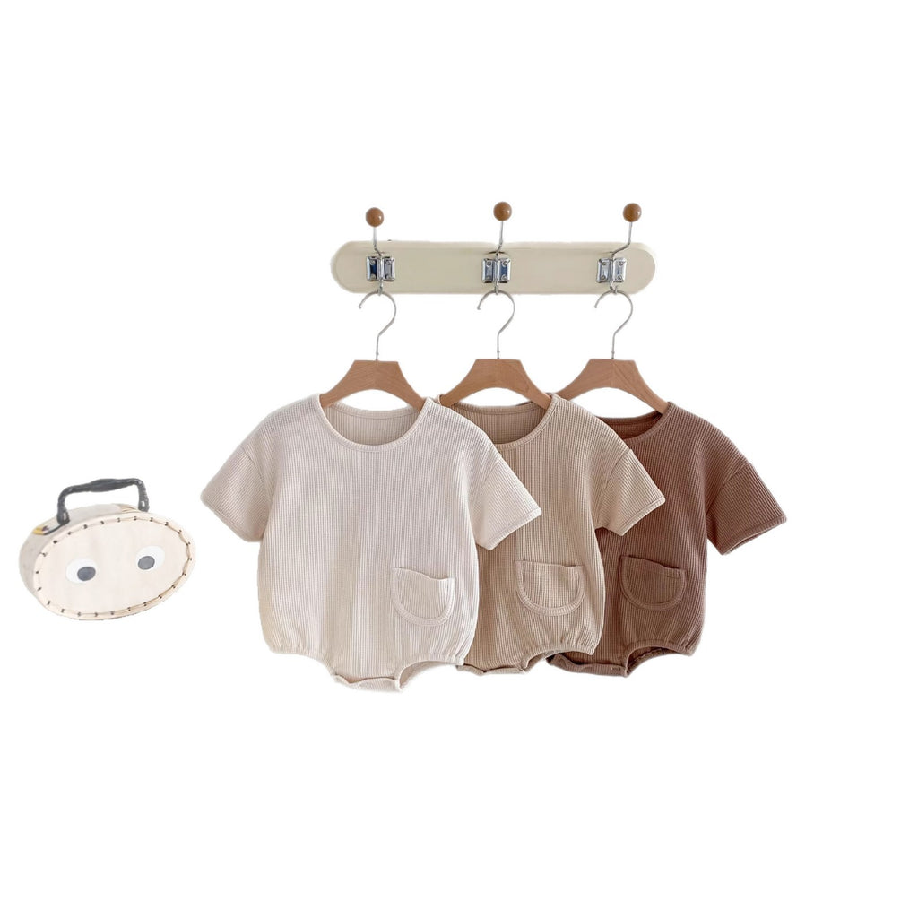 Bébés Simple et confortable Waffle-knit à manches courtes Onesie