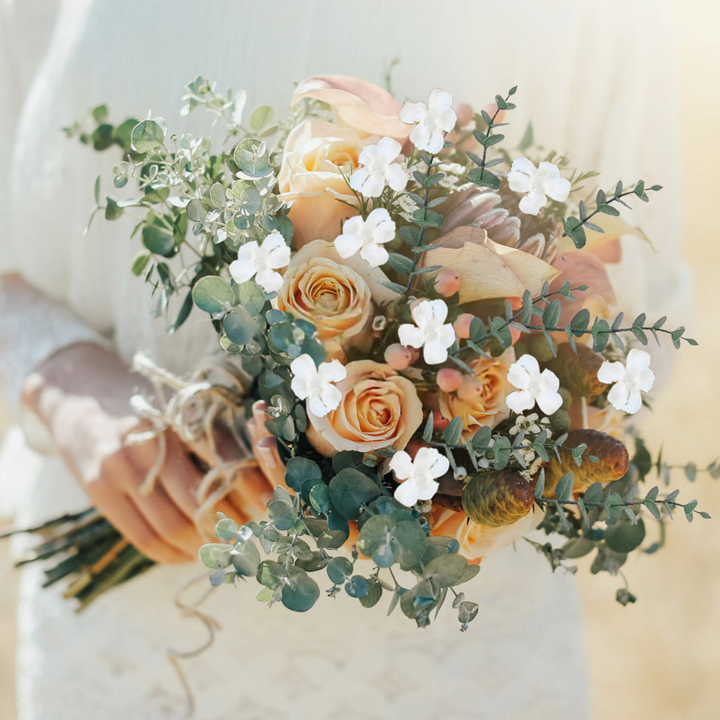 10 Blossoms artificiels de prune blanche miniature