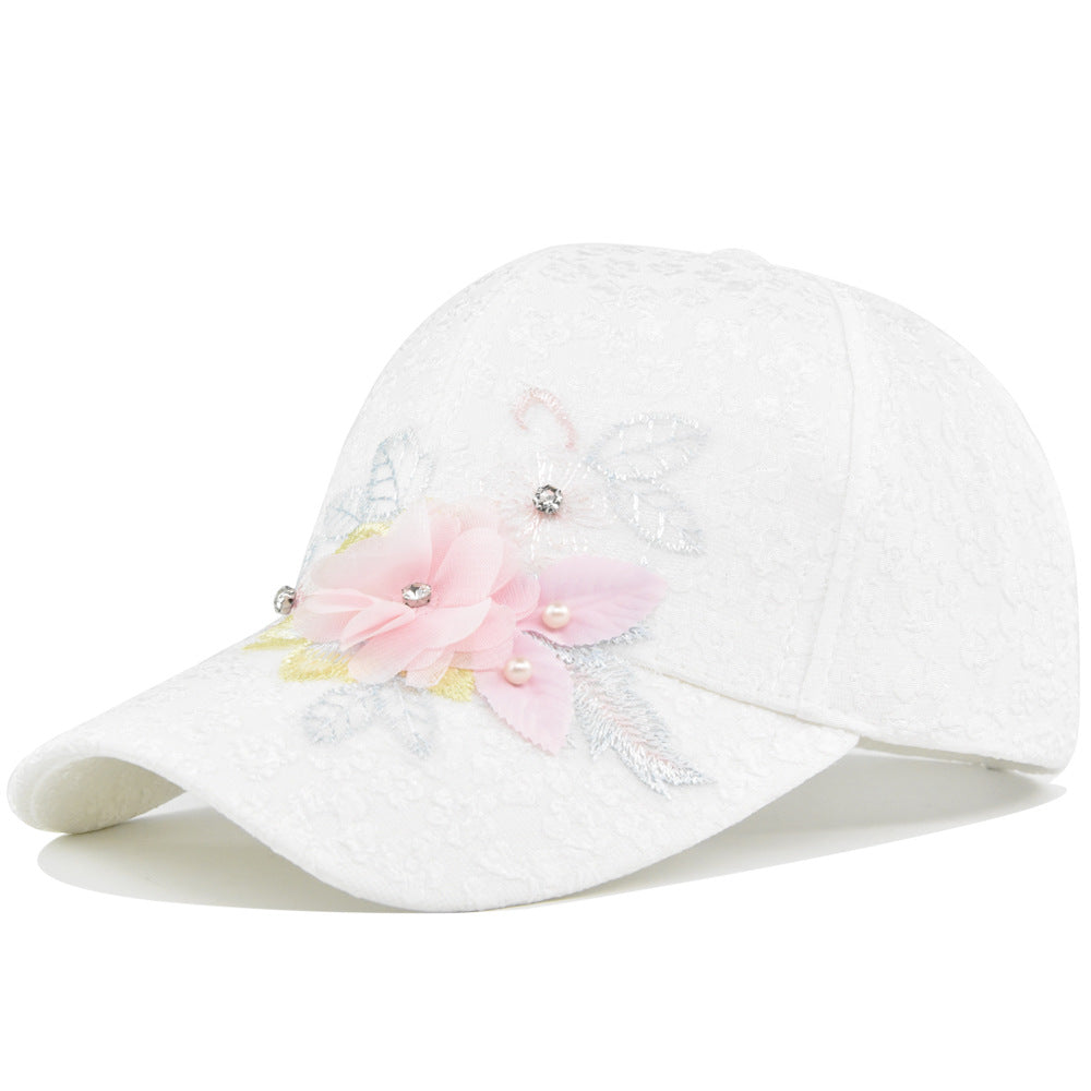 La Dentelle de la Dame Fleur tridimensionnelle et Pearl Design Mode Casquette de baseball est approprié