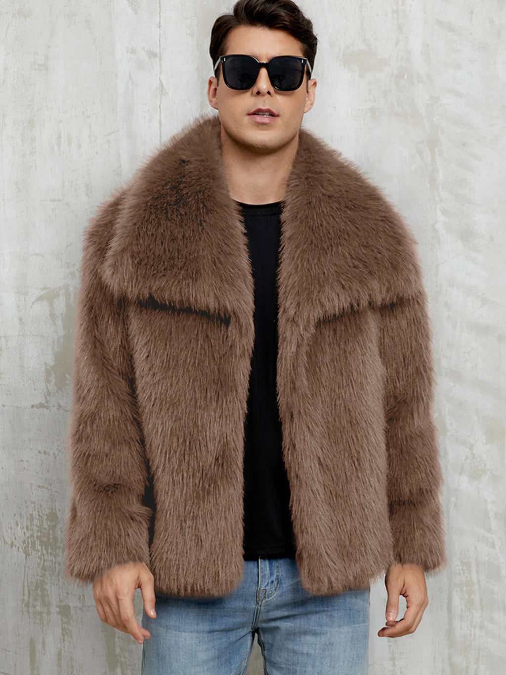 Veste en fausse fourrure de style Lapel pour homme