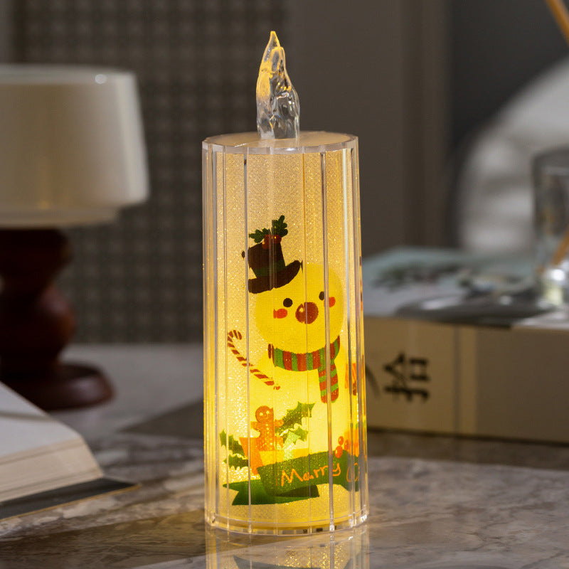 Décorations de Noël Verre transparent Led Simulation Bougies électroniques Robe de vacances