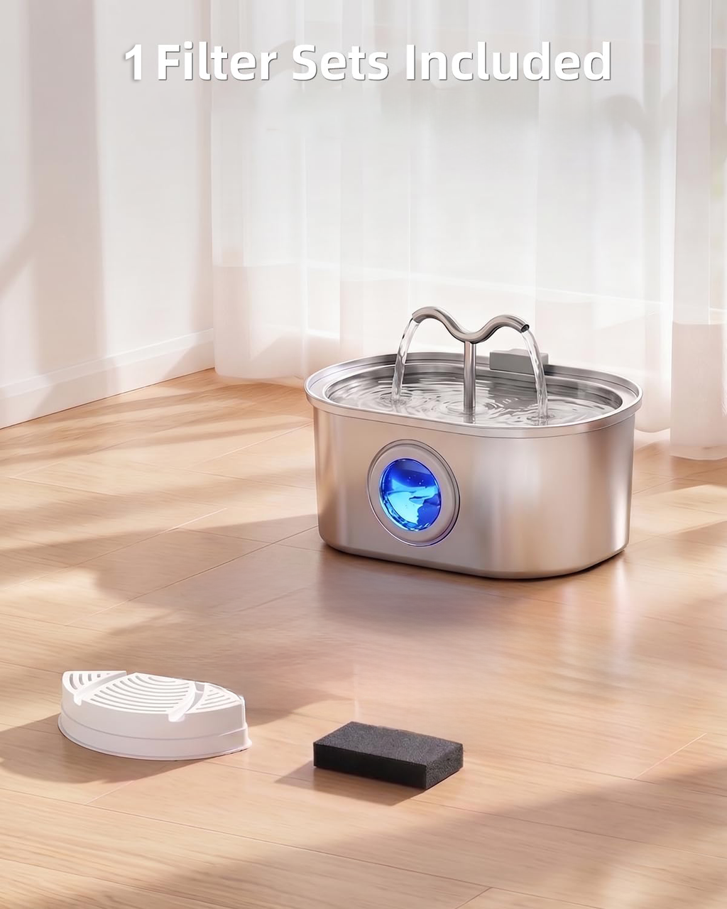 Fontaine d'eau de chat en acier inoxydable