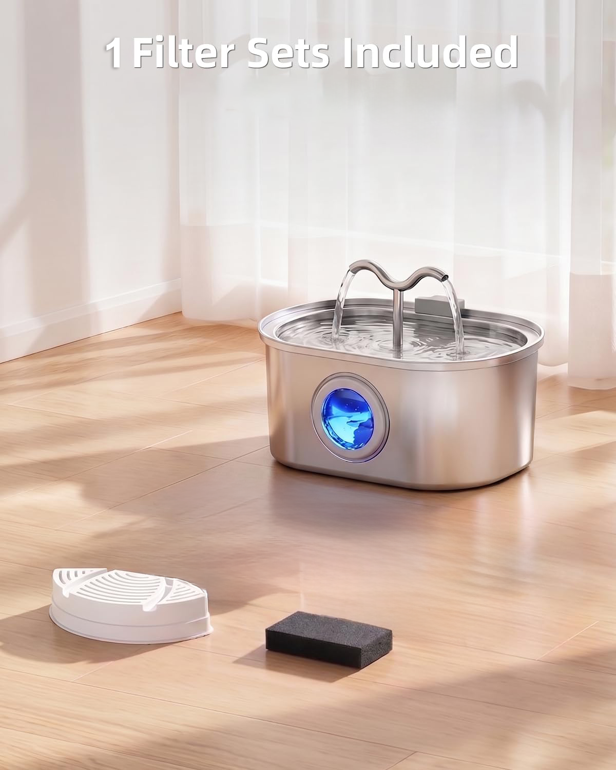 Fontaine d'eau de chat en acier inoxydable
