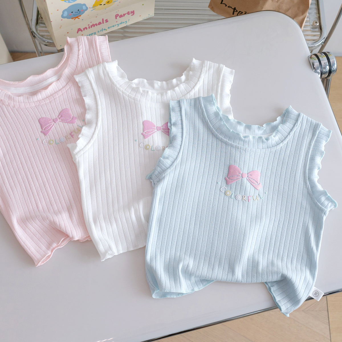 T-shirt pour vêtements de dessus sans manches de couleur Candy