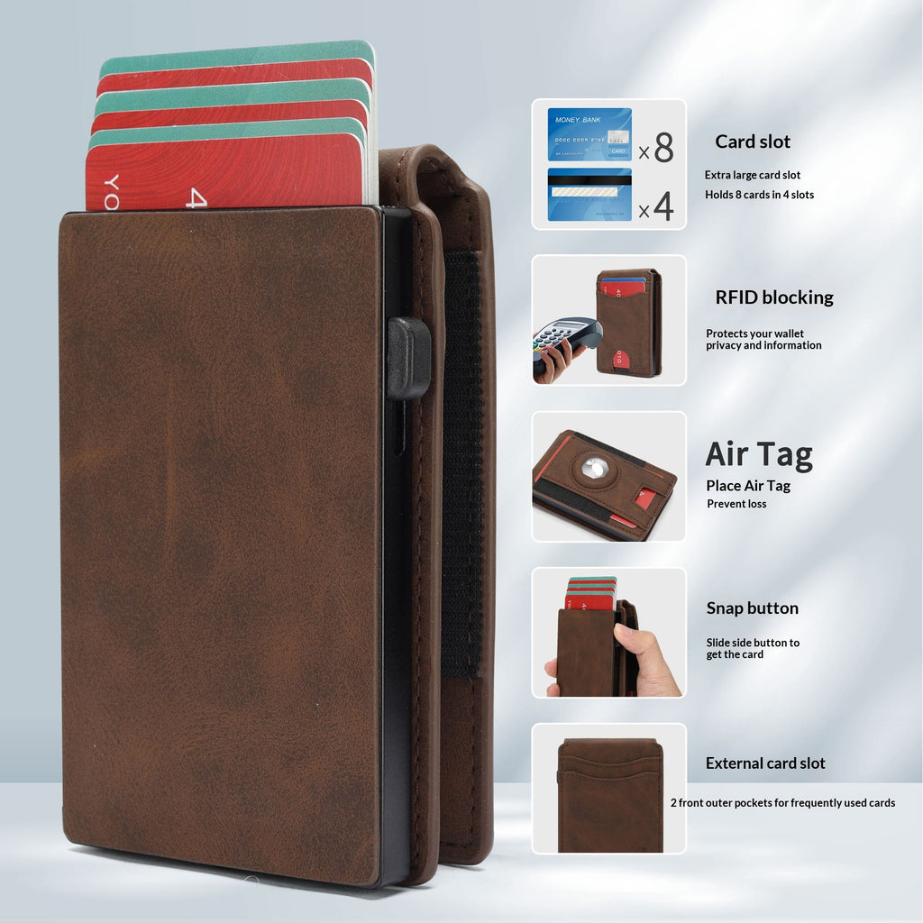 Flip-style Multi-carte-slot en cuir véritable hommes portefeuille