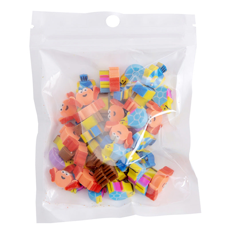 50 PCs Sacs de film perlescents Fruit Cartoon Mini Eraser