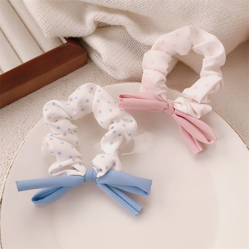 Polka-dot Soft Bow Ponytail Elastic Hair Tie