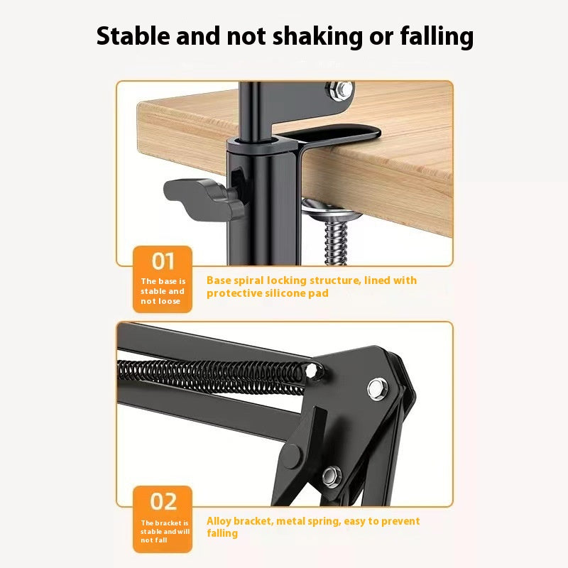 Cantilever Tablette de téléphone portable Lazy Bureau Clip-on 360-degrés rotative pliant métal Brac