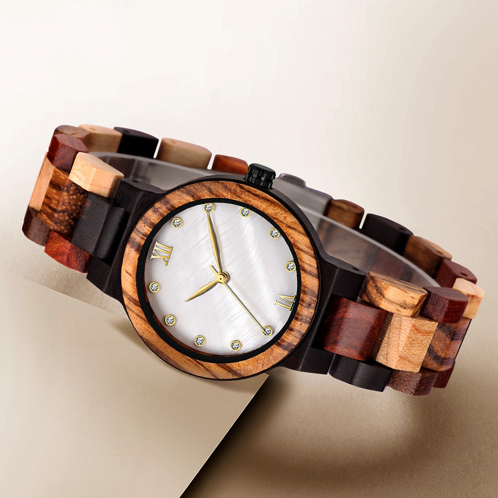 Simple Pearl Shell couleur bois montre dames