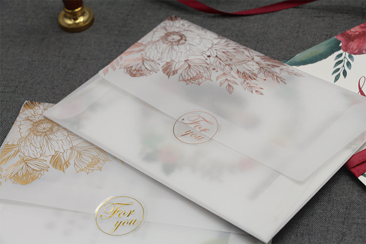 Carte d'invitation en papier d'acide sulfurique Bronzant le vernis mat
