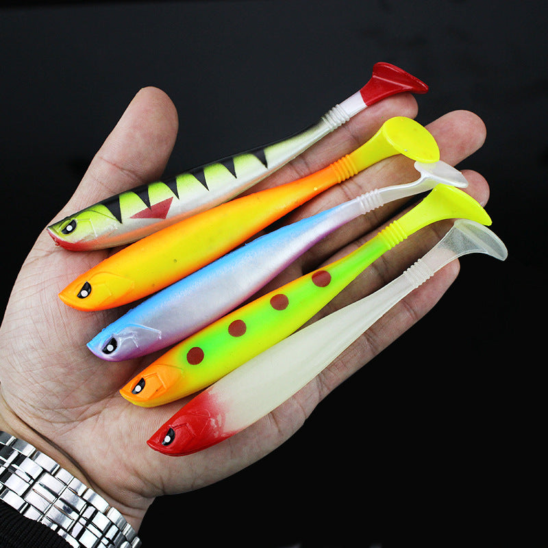 Poisson doux à queue en T 12cm 10g avec des rainures sur le dos en PVC