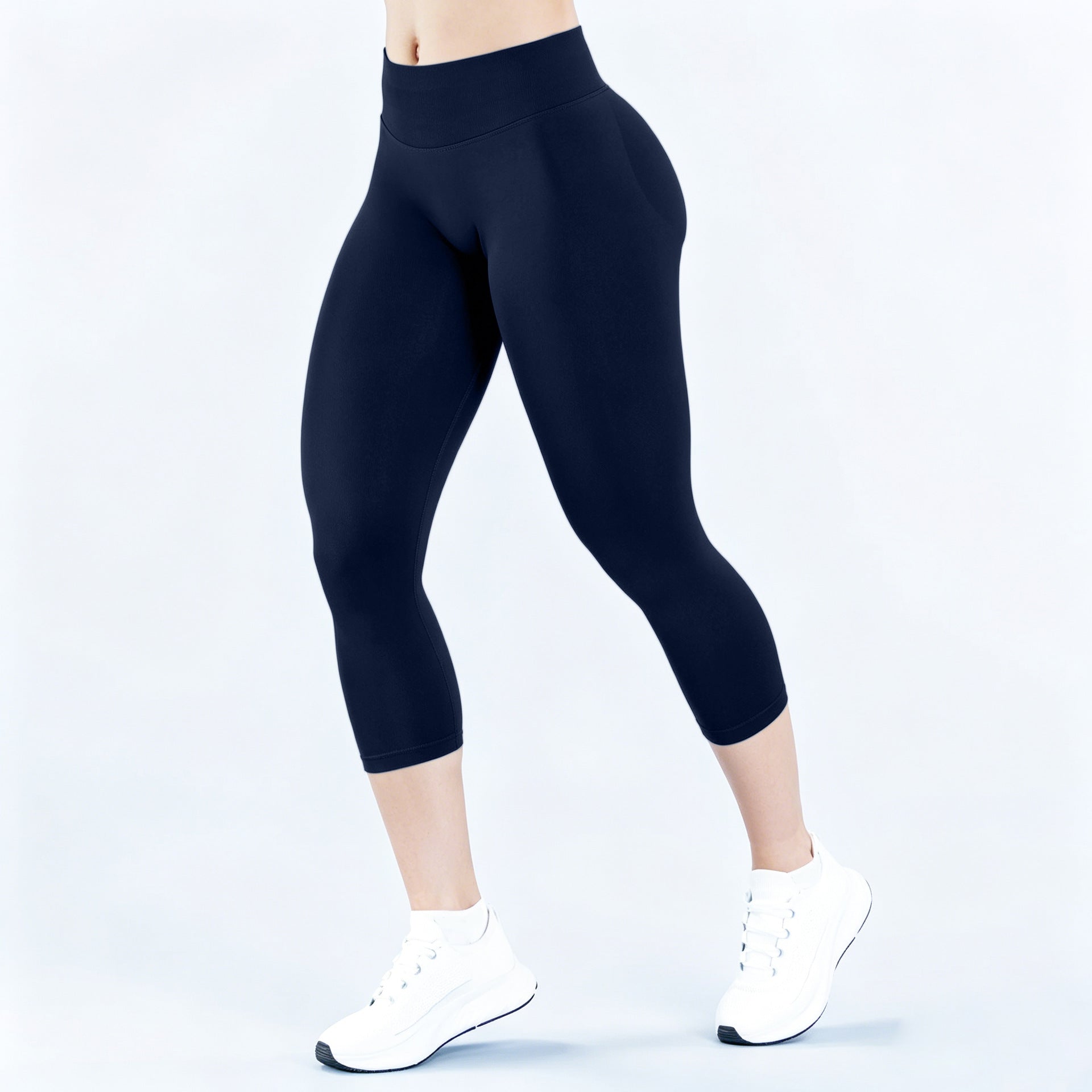 Pantalon croppé à trois pans de la taille Conception plissée pour un effet de lifting des fesses Mer à basse altitude