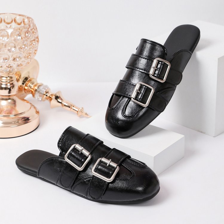 Soft Leather Version Mules d'orteils fermés Femmes Port extérieur