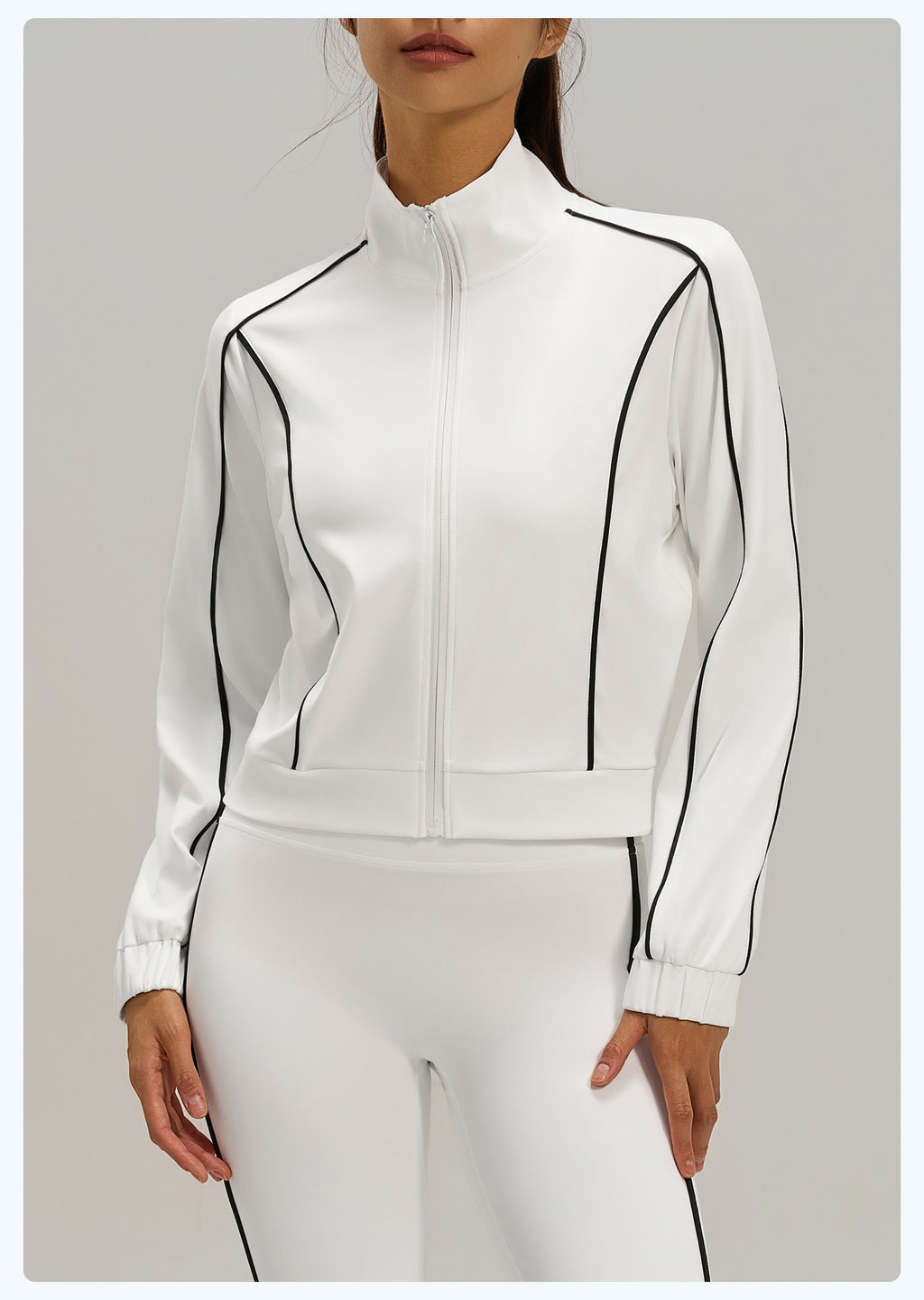 Linéaire Loose Cardigan Veste printemps et automne couleur contrastée haute élastique respirant C