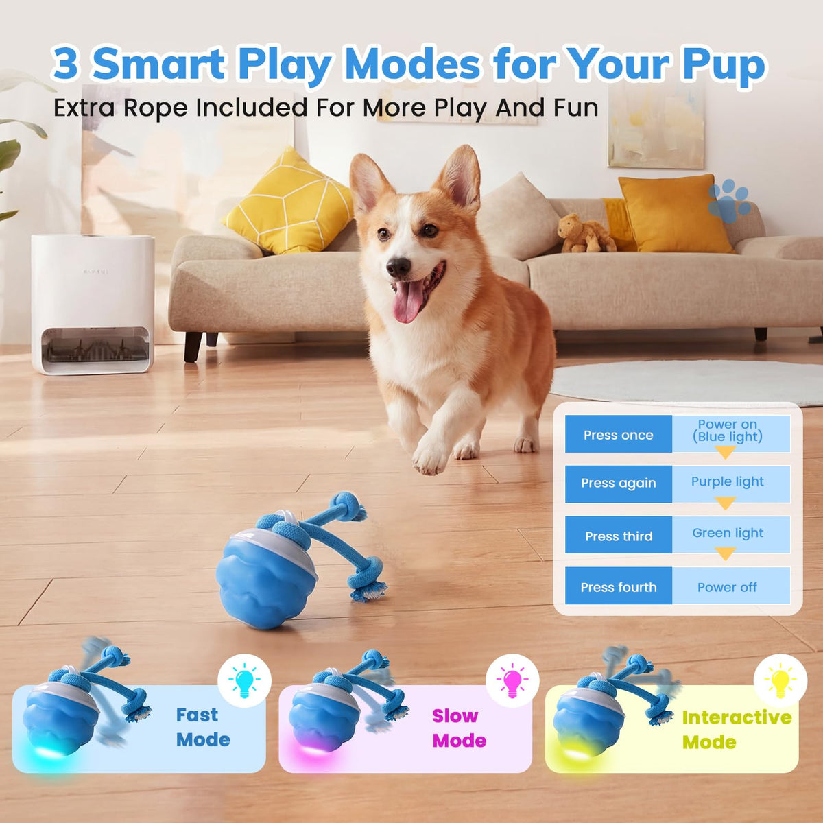 Jouets pour chiens, Jouets pour chiens interactifs, Balle pour chiens interactive automatique, 3 modes de mouvement activé D