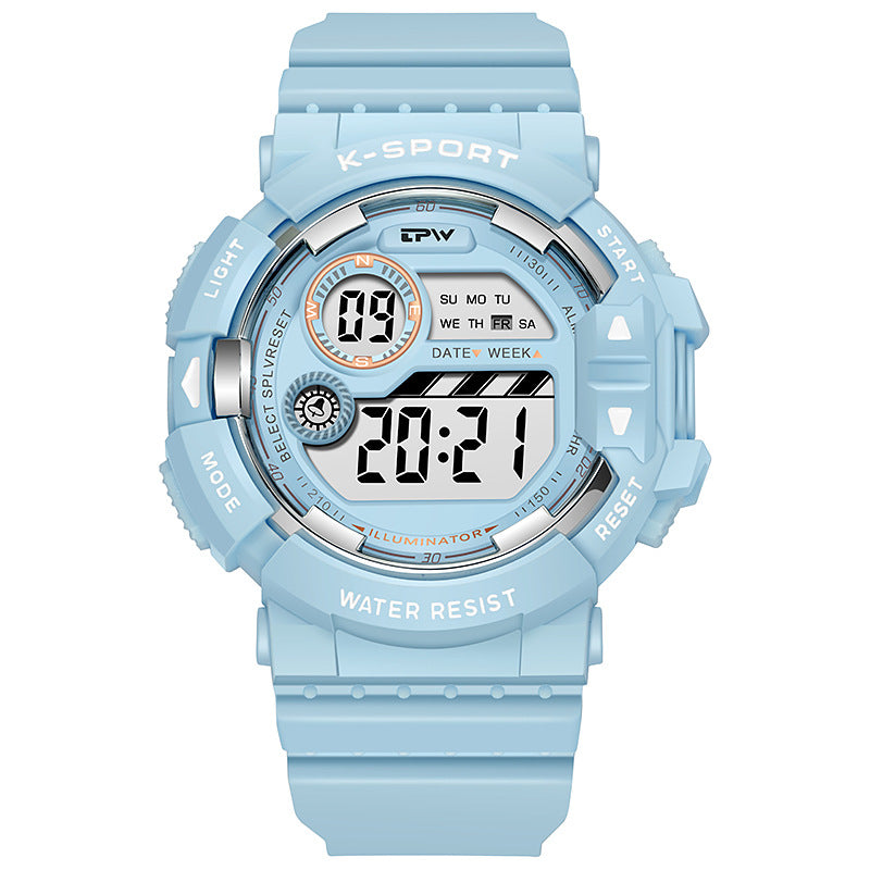 Lumineux Multifonctionnel Étudiant Sports Montre électronique étanche pour enfants