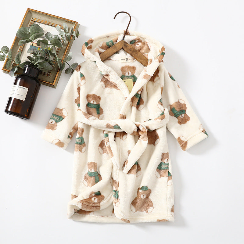 Enfants Vêtements Maison Vêtements Flannel Hommes Femmes Hoodie Coral Velvet Robe de nuit