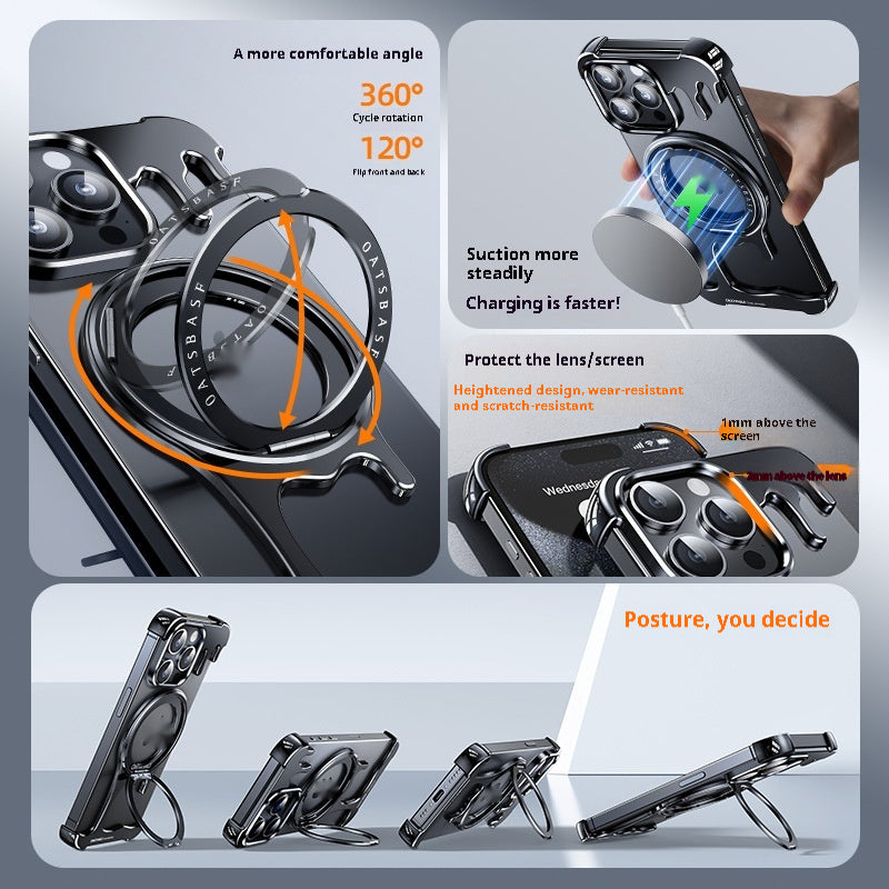 Nu sans cadre liquide Feel Phone Case Support magnétique