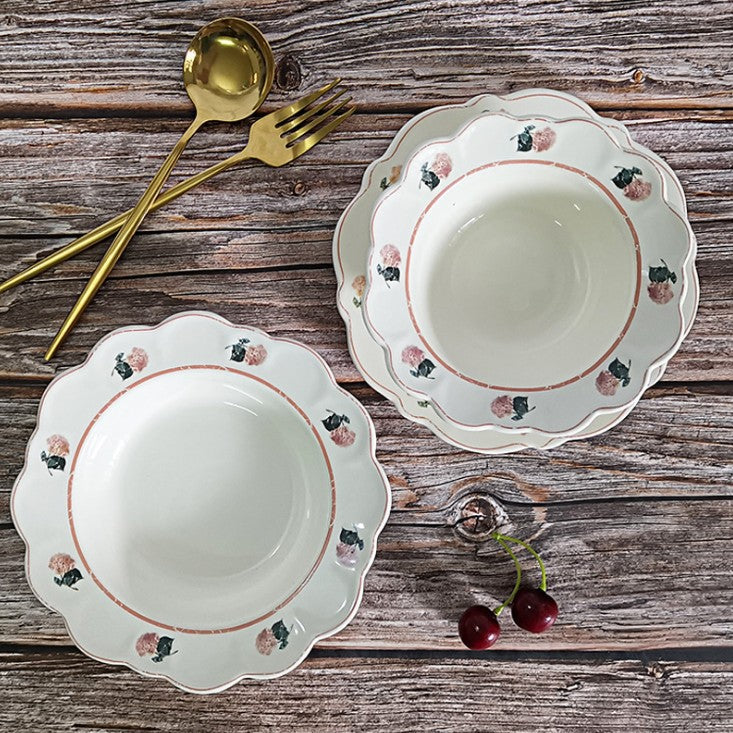 Retro American Pastoral Style Rose Edge Assiette en céramique