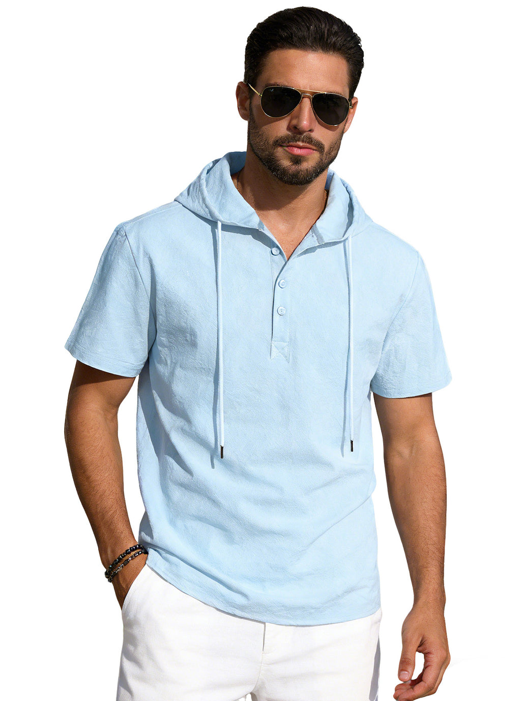 T-shirt à capuche manches courtes en coton pour hommes