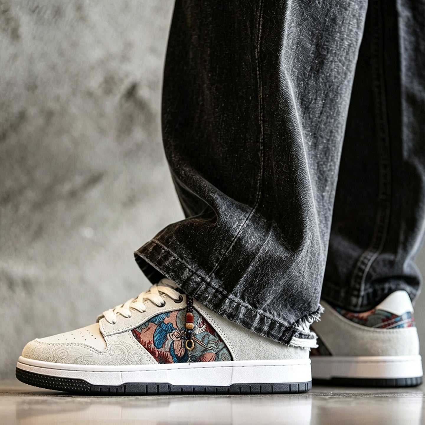 Hommes Chaussures peintes et brodées sport-casual