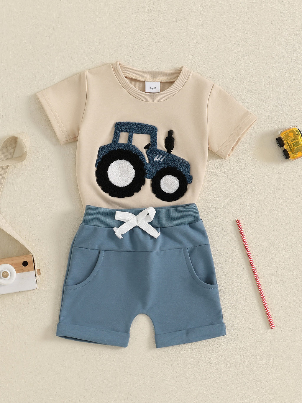 Garçons tout-petits Outfits d'été Camion Brodé Col rond