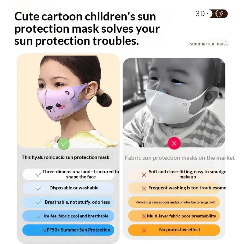 Mignon dessin animé enfants soleil-protection unisexe été UV-proof respirant masque visage