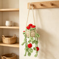 Crochet fait main Trailing Cœur Rouge Bud Vert Vigne Suspension Ornement Potté Fil doux Everl