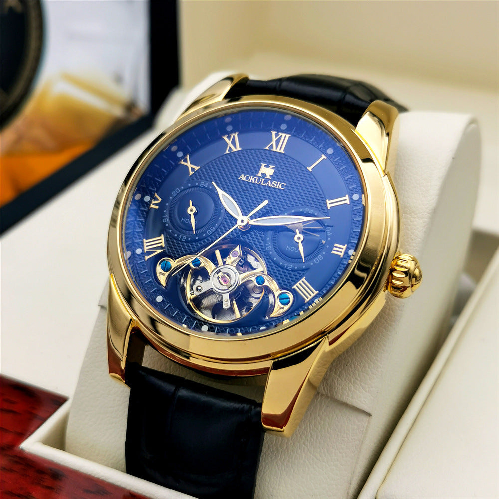 Homme Mode Lumineux Hollow-Out Casual Montre mécanique semi-automatique