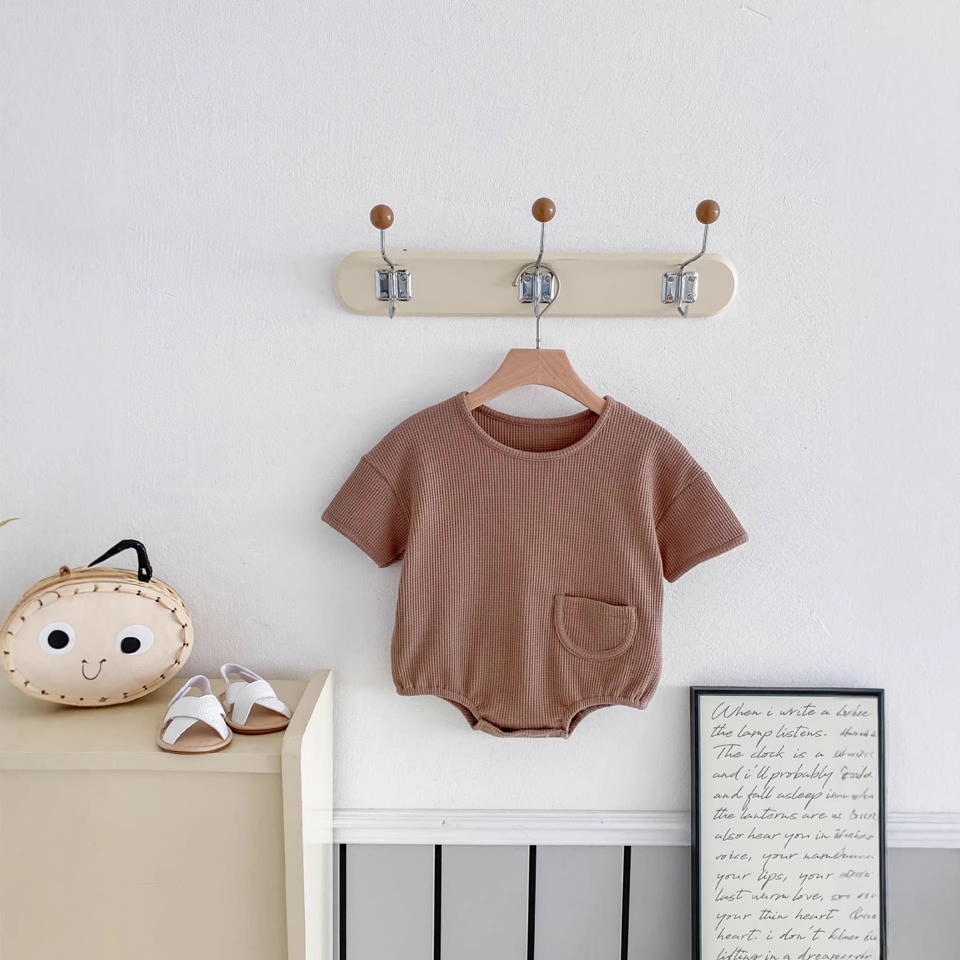 Bébés Simple et confortable Waffle-knit à manches courtes Onesie