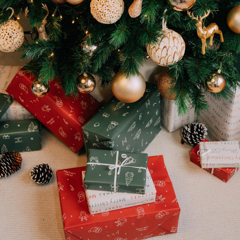 Magnifiques rouleaux de papier d'emballage cadeau de Noël pour cadeaux de petite et moyenne taille