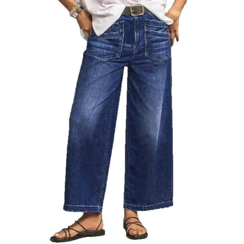Women's Retro Loose-Fit Wide-Leg Denim Jeans