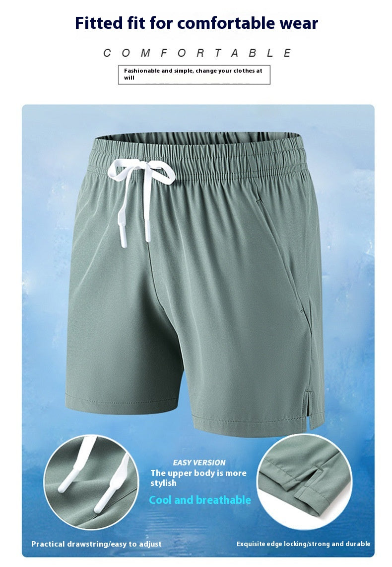 Short de loisirs en soie de glace pour hommes Sports Plus Taille Pantalon de plage
