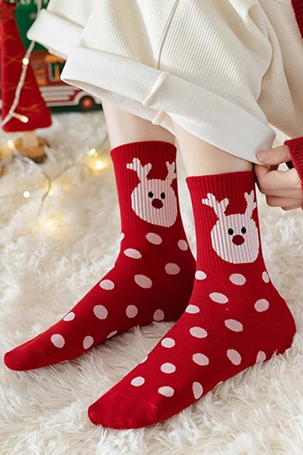 4 paire Chaussettes de Noël unisexe doux chaud quotidien porter l'hiver
