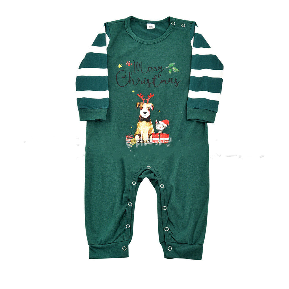Famille European and American Christmas Parent-child Printed Pajamas Set