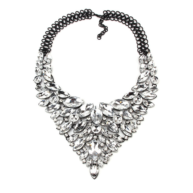 Collier en Strass en alliage Chaîne de sweater en diamant