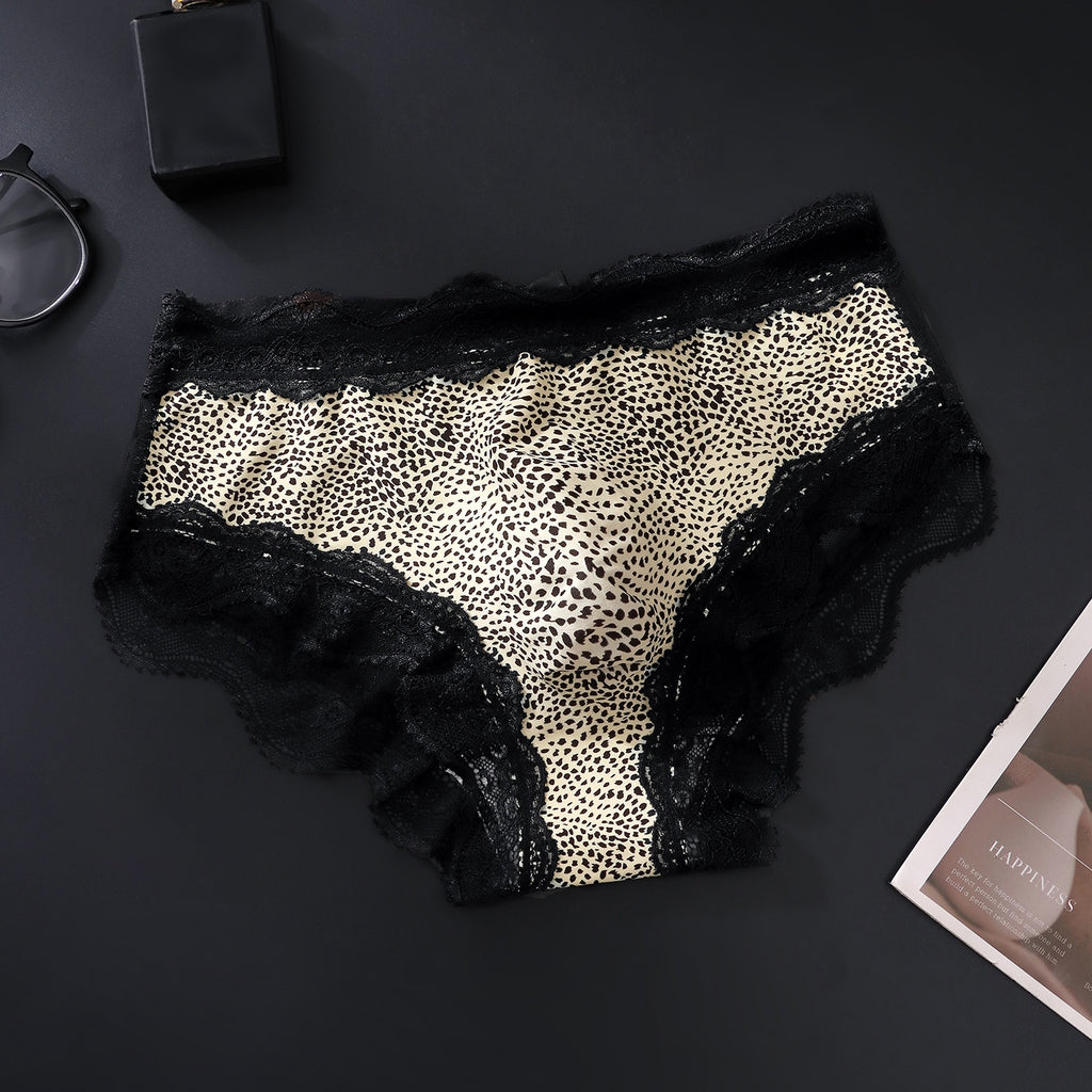Silk Leopard-print Dentelle Breathable Slips pour hommes