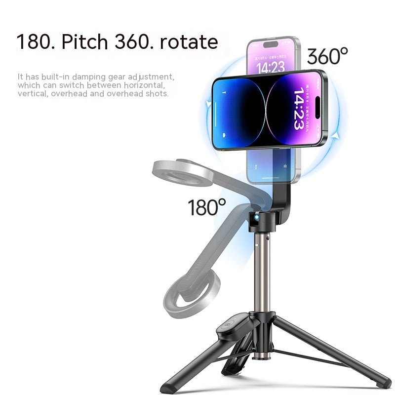 Magnetic Mobile Phone Mini Selfie Stick Bluetooth Télécommande Alliage d'aluminium