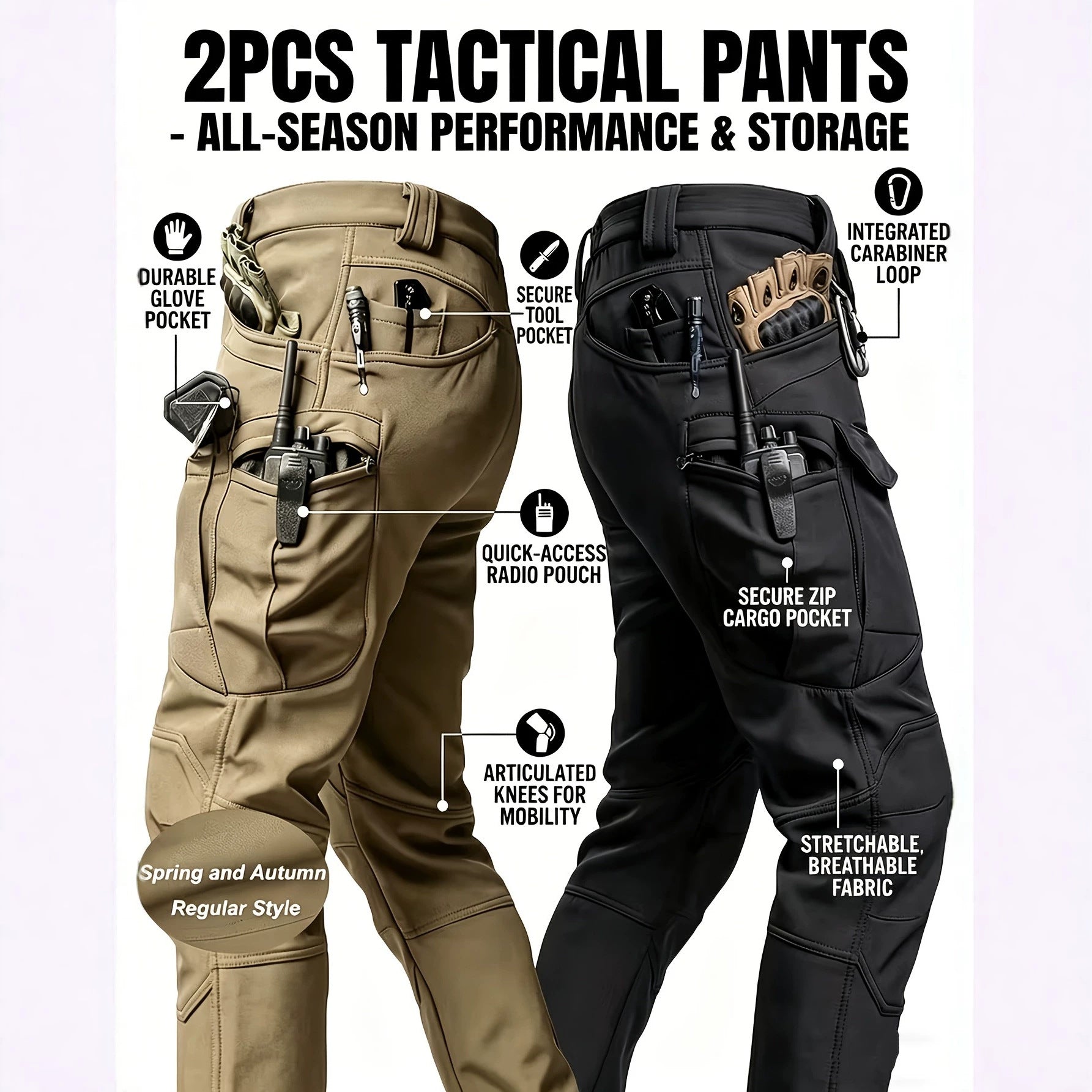 Pantalon de travail tactique résistant à l'usure extérieure pour hommes