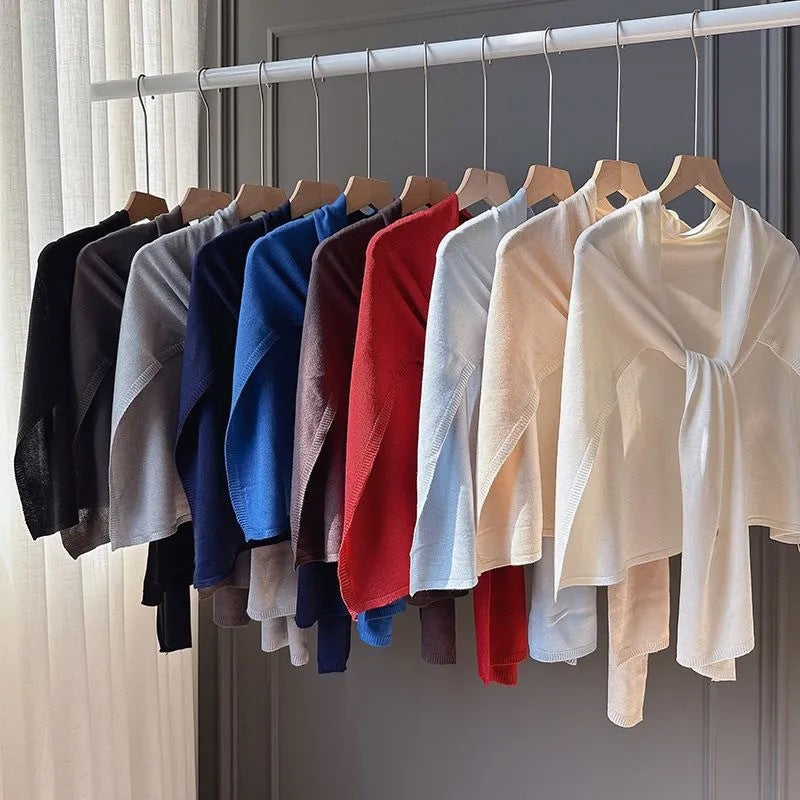 Châle tricoté polyvalent de couleur solide pour la superposition