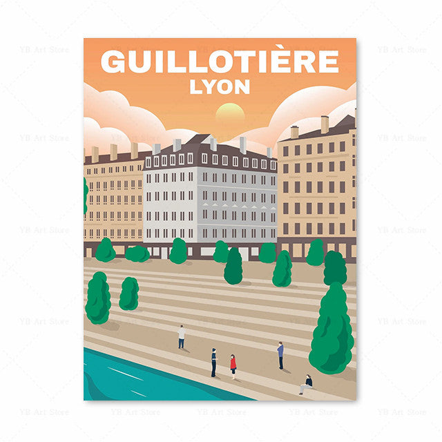Vieille affiche de voyage toile peinture photo d'art
