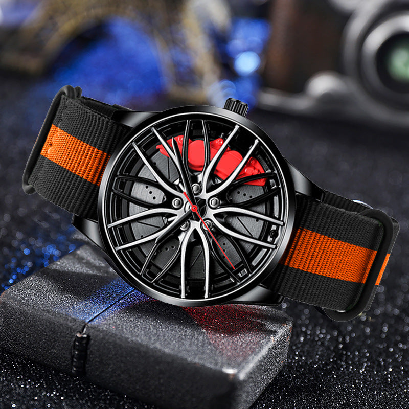 Nylon Roue Hubs Montre Quartz Créative Homme