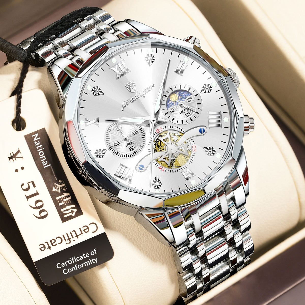 Montre Quartz multifonctionnelle imperméable pour hommes