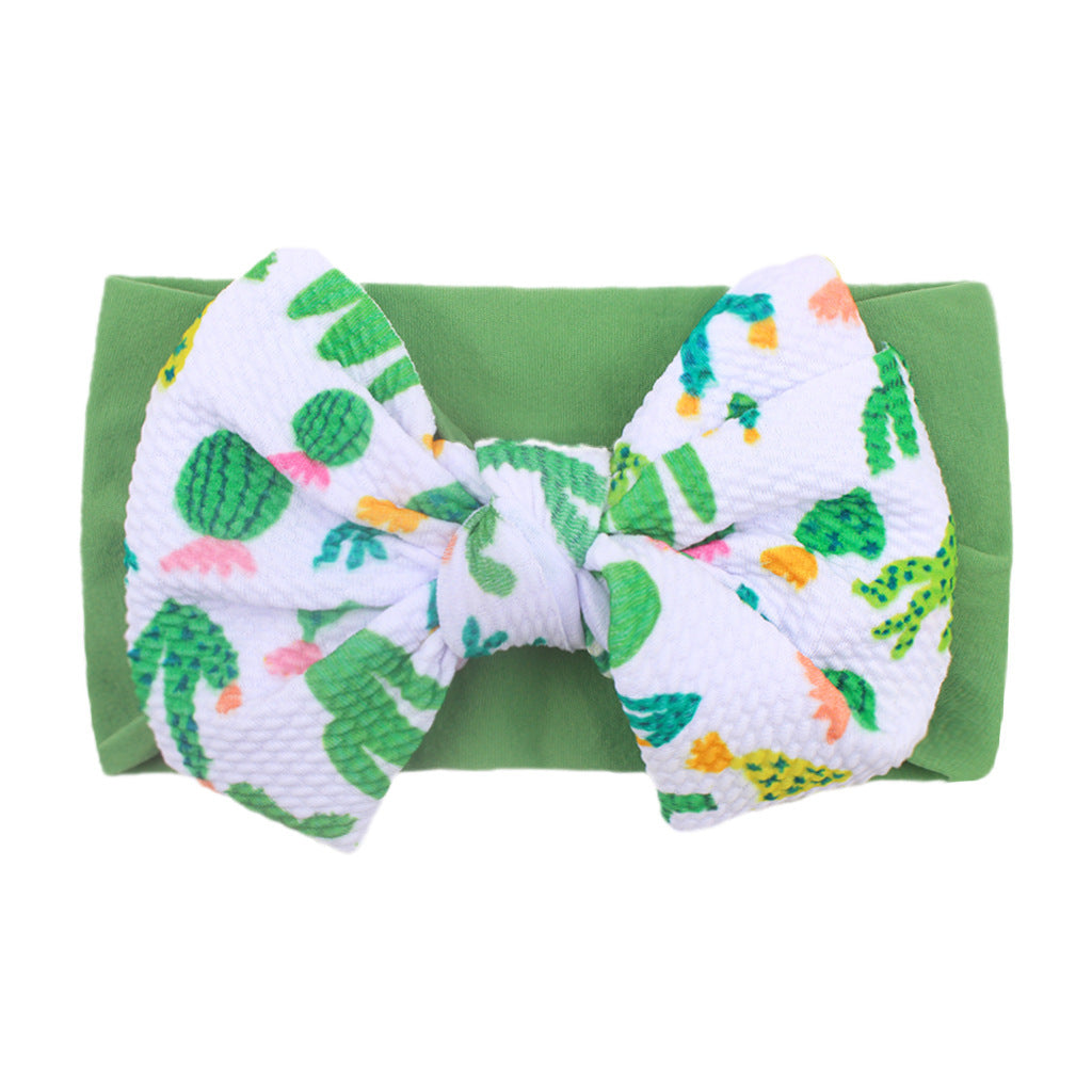 Bande de cheveux en nylon Bow Baby Cute Soft Bow Bandeau imprimé Baby Headcarf